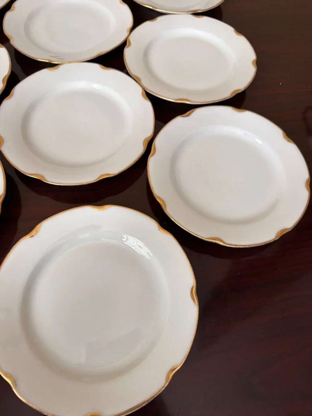 Set of 10 Vintage Austria Carlsbad Porcelain Bread Dessert Plates Gold Trim 6” - Picture 6 of 16